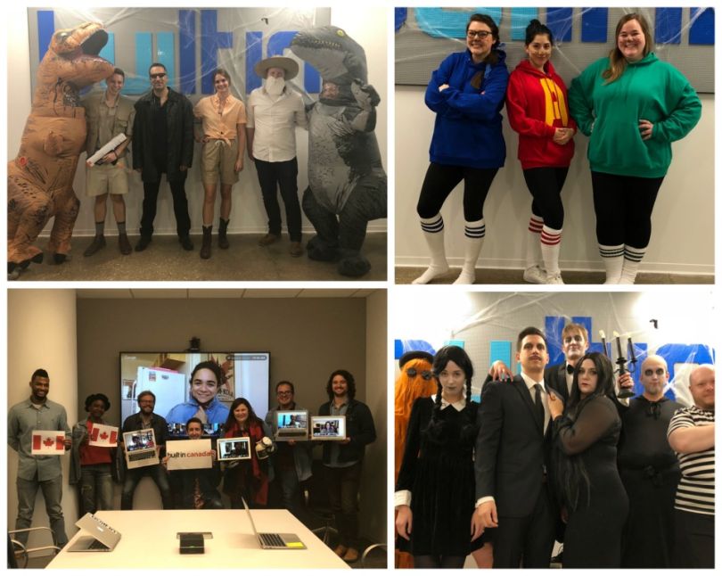 Collage of photos from Built In Chicago's Halloween celebration