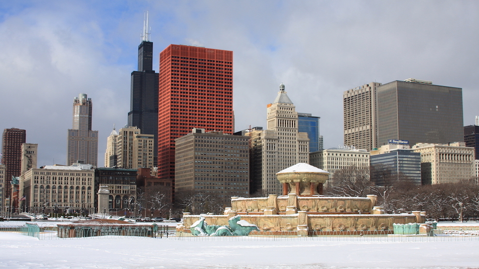 Chicago buildings in the winter