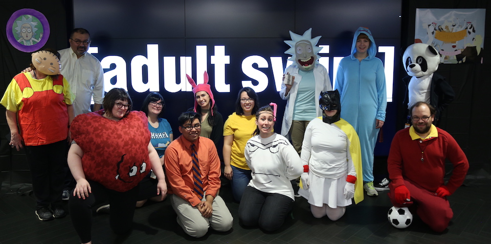 Relativity team posing in Halloween costumes