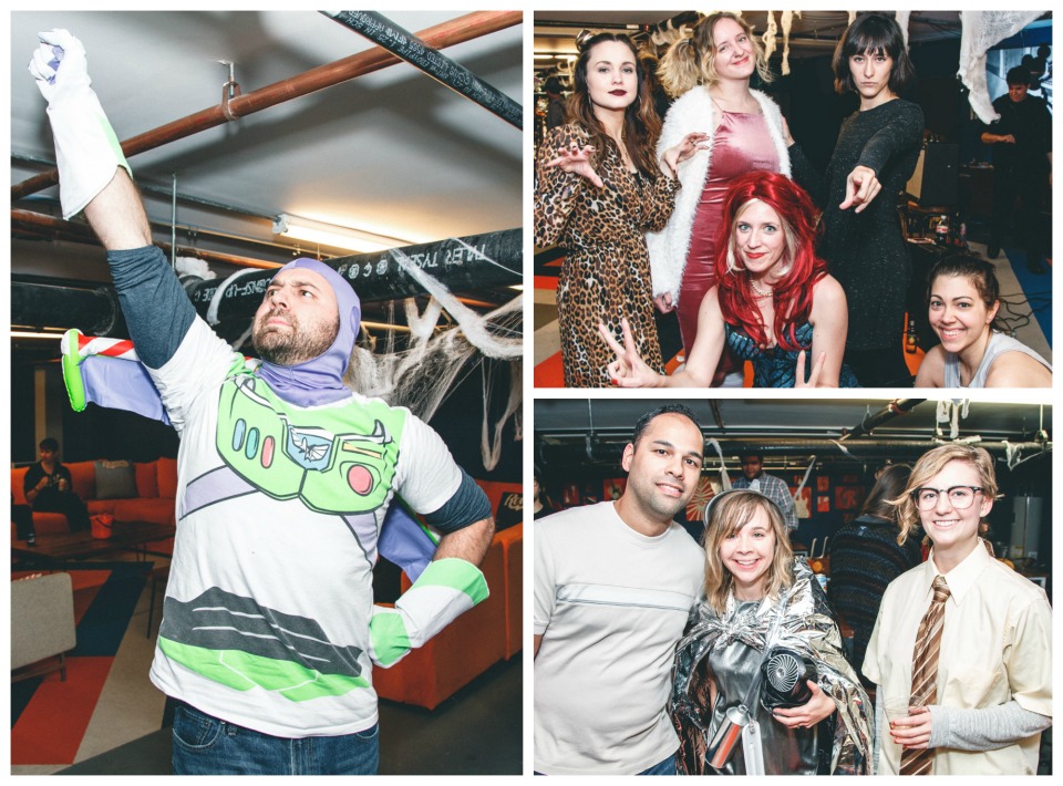 Collage of photos from Reverb's Halloween party